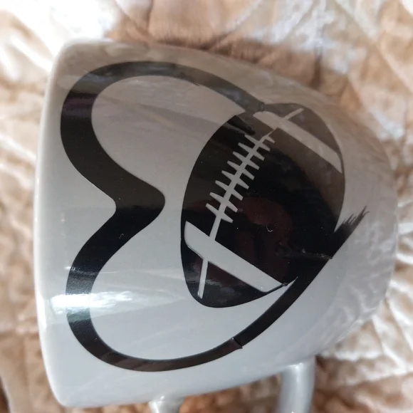 Hand Crafted Gray and Black Football Mugs - Picture 2 of 3